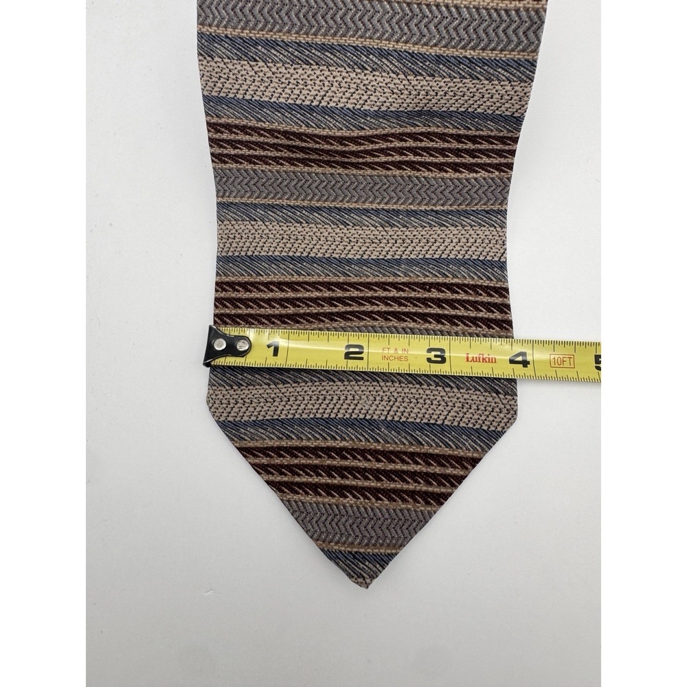 Vintage 1980s Henry Grethel 100% Imported Silk - Striped Herringbone Pattern - Picture 5 of 7